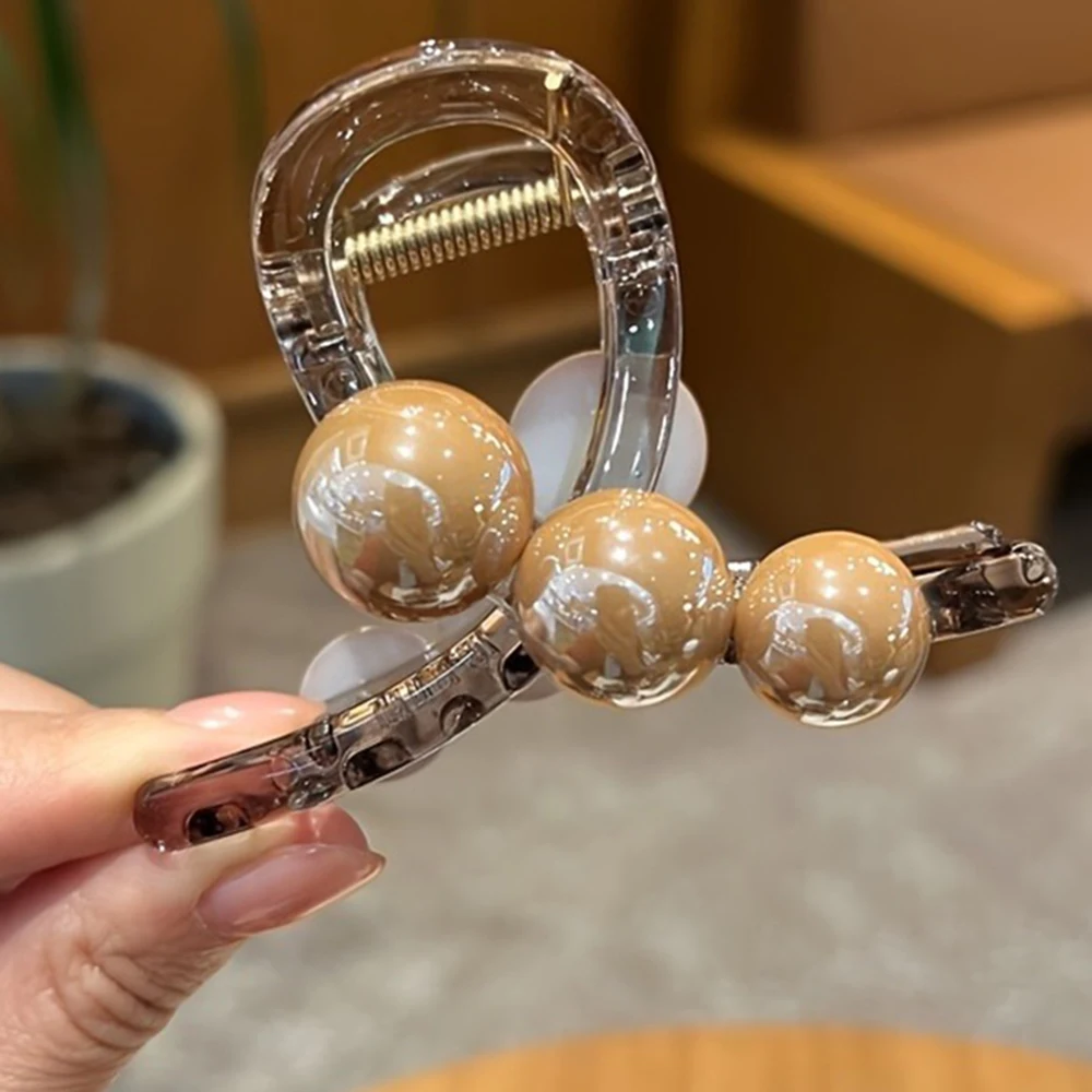 1pc Elegant Charm Female Pearl Grasp Clip Medium Hairpin Shark Clip Hairpin Female New Style Rear Head Luxury Hair Accessories