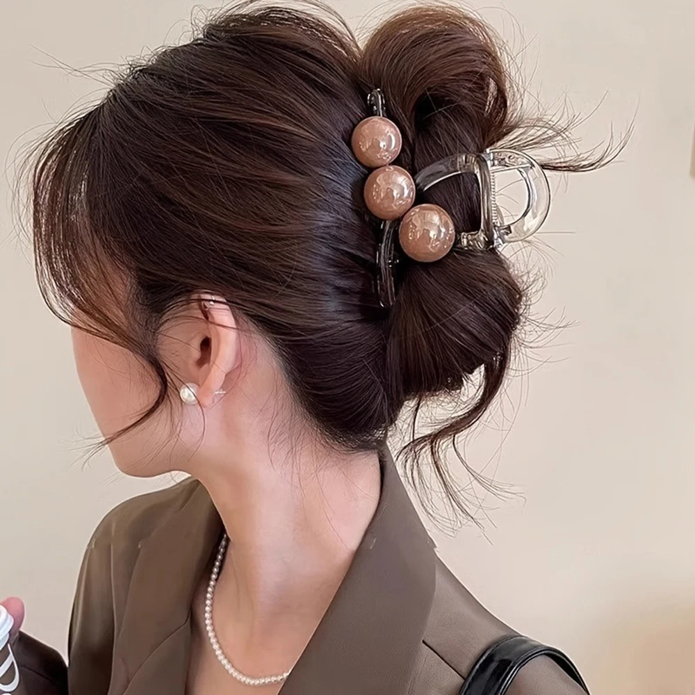1pc Elegant Charm Female Pearl Grasp Clip Medium Hairpin Shark Clip Hairpin Female New Style Rear Head Luxury Hair Accessories