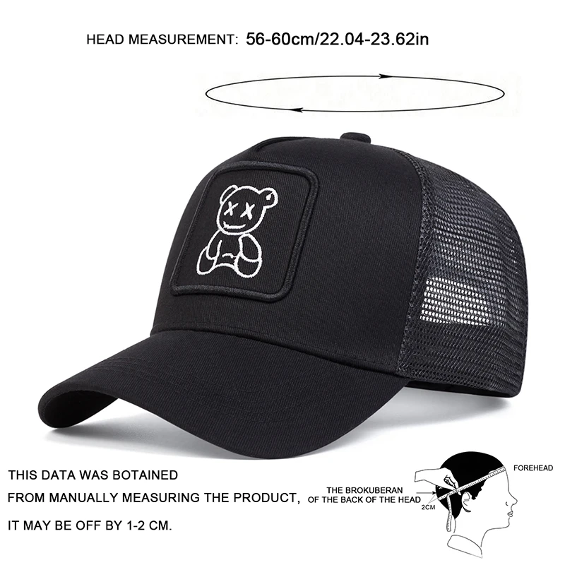 Unisex XX Little Bear Embroidery Baseball Net Caps Spring and Summer Outdoor Adjustable Casual Hats Sunscreen Hat