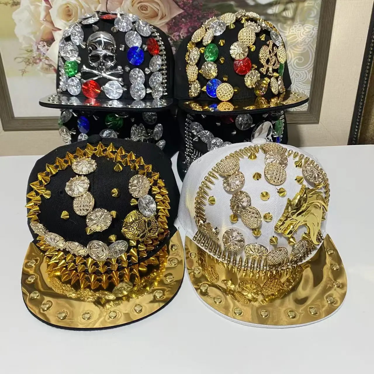 Men And Women New Handmade Cool Button Fashion Rivet Street Dance Fashion Cap