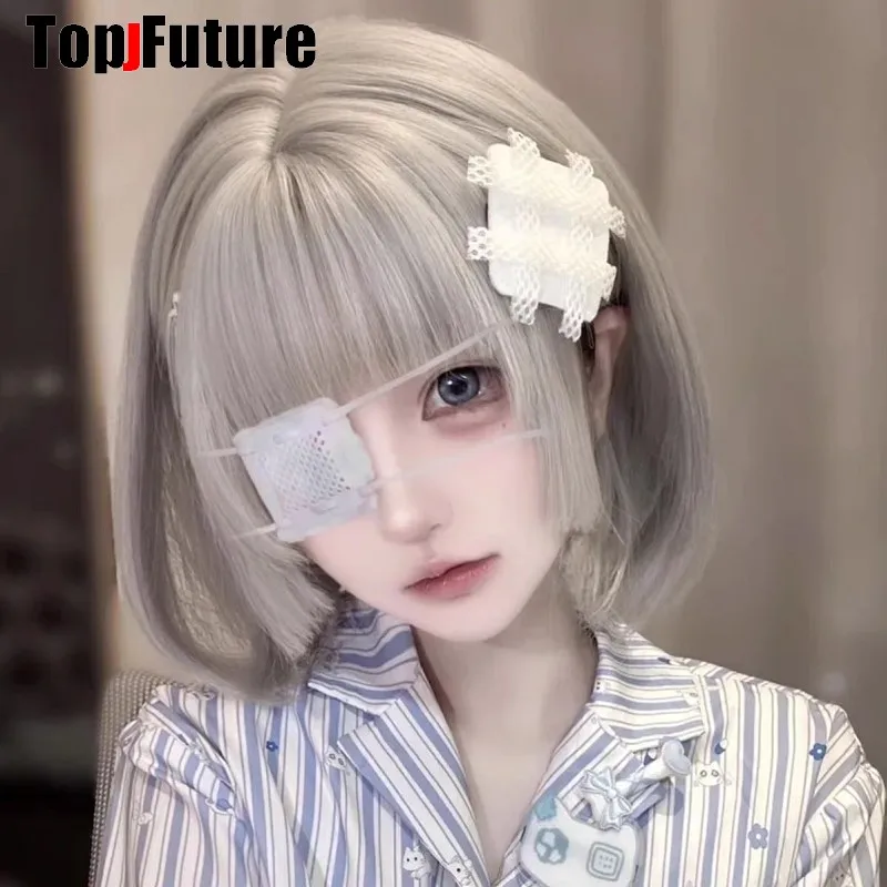 Y2K Girl Harajuku Gothic Lolita Sick Subculture Medical Series White Bandage Mesh Medical Band Aid Hair Clip Hairgrips Hairpin