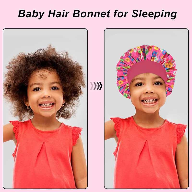 6PCS/LOT Children Bonnet Cute Wide Band Elastic Cartoon Printing Sleep Fashion Nightcap Hair Care Kids Boys Girls Sleeping Cap