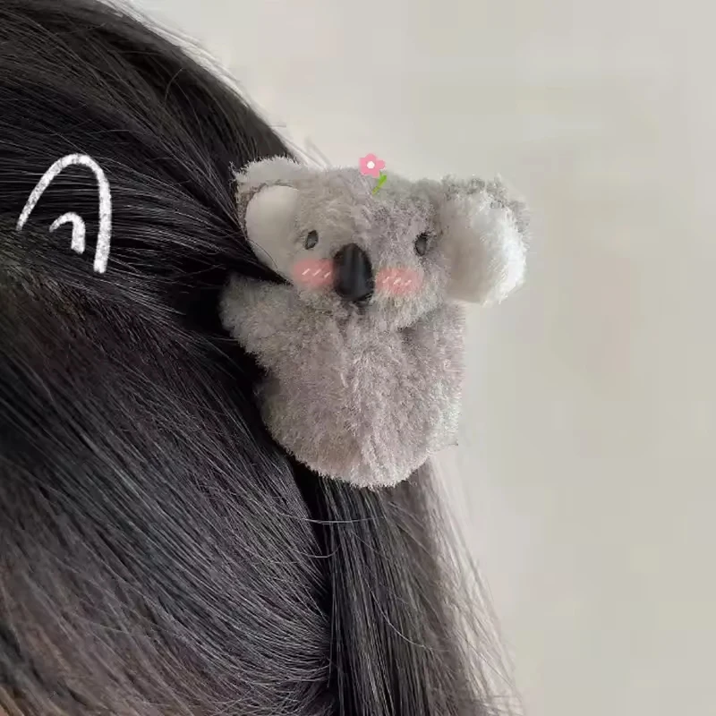 1/2pcs new cute koala hair clip; plush tree kangaroo side clip; autumn and winter three-dimensional bangs clip