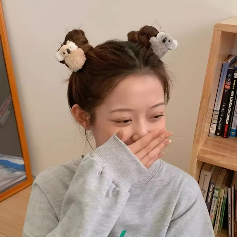 1/2pcs new cute koala hair clip; plush tree kangaroo side clip; autumn and winter three-dimensional bangs clip