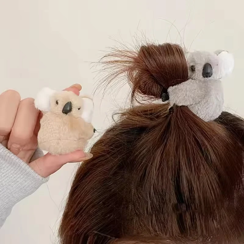 1/2pcs new cute koala hair clip; plush tree kangaroo side clip; autumn and winter three-dimensional bangs clip