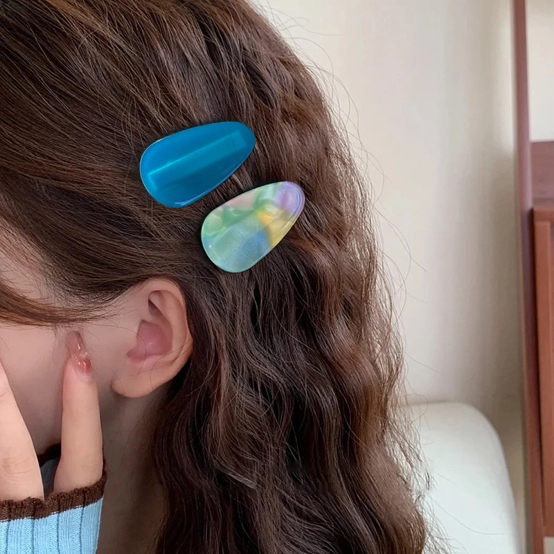 New Korean Acetic Acid Geometric Women Side Clip Fashion Fresh Girl Hair Clip Crab Retro Bangs Duckbill Clip Hair Accessories