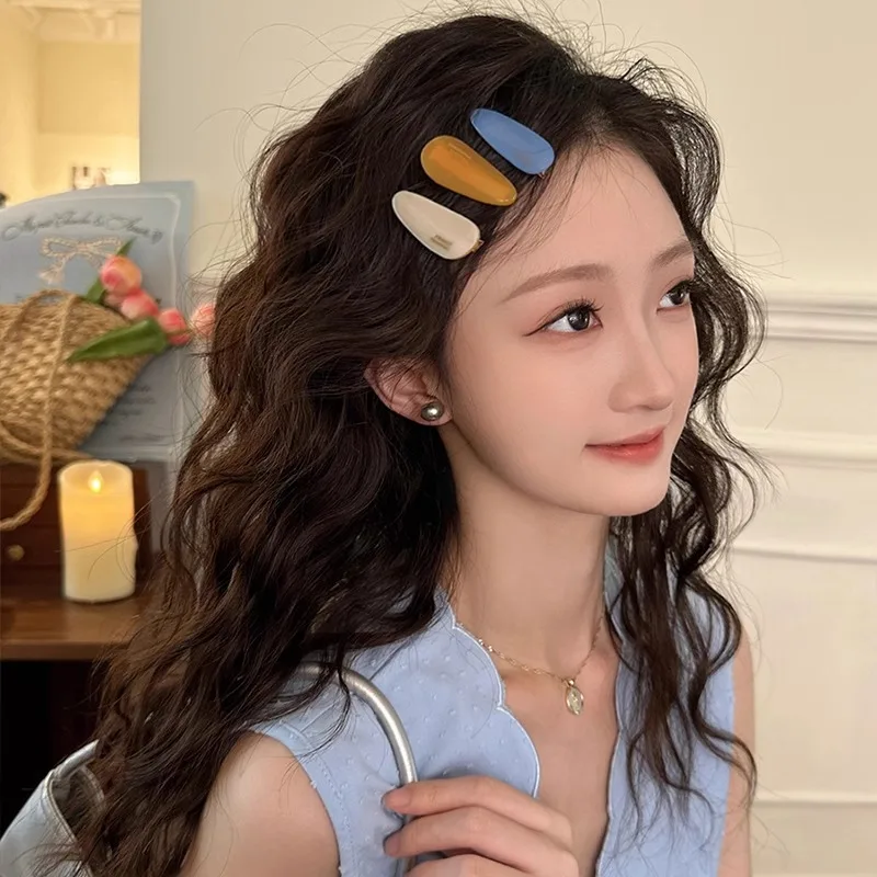 New Korean Acetic Acid Geometric Women Side Clip Fashion Fresh Girl Hair Clip Crab Retro Bangs Duckbill Clip Hair Accessories