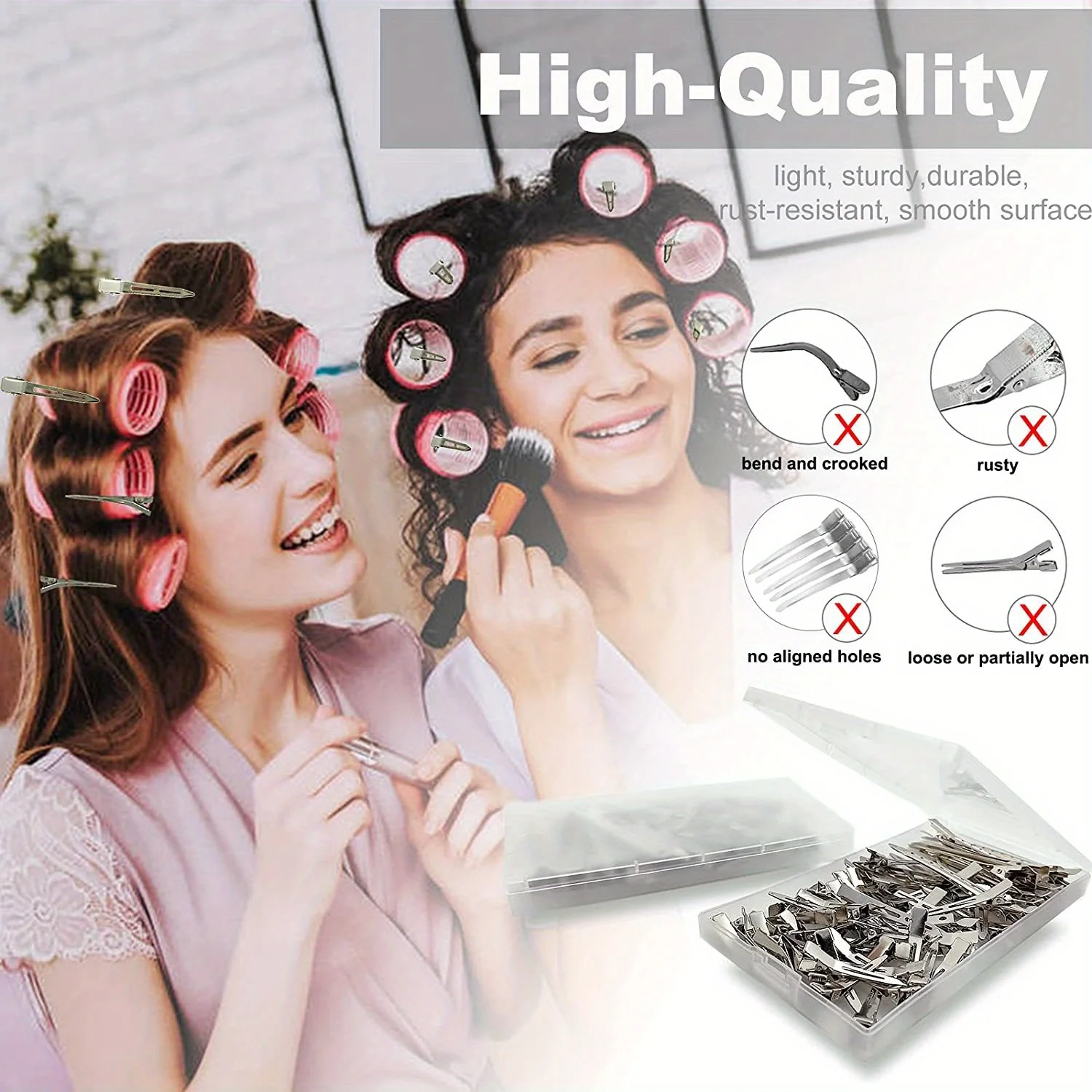 20/100pcs Positioning Metal Hair Clips Duck Billed Hairpins for Women Styling Tools Barber Hair Cut Clamps DIY Curls for Salon