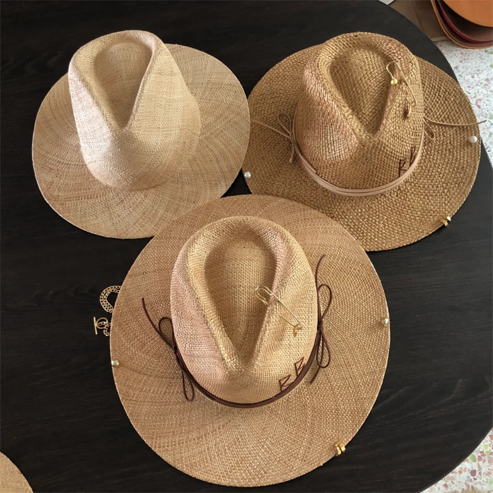 Summer straw hat DIY treasure straw hat sun hat beach hat supports various hat customization men and women new hat 모자