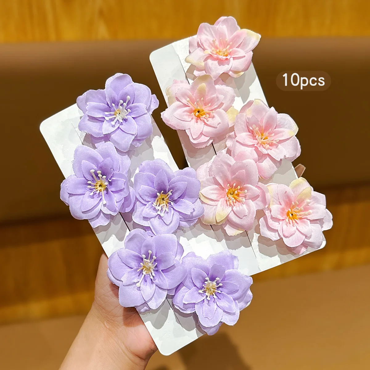 10 Pink Purple Sweet Flower Hair Clips for Daily Use Hair Accessories