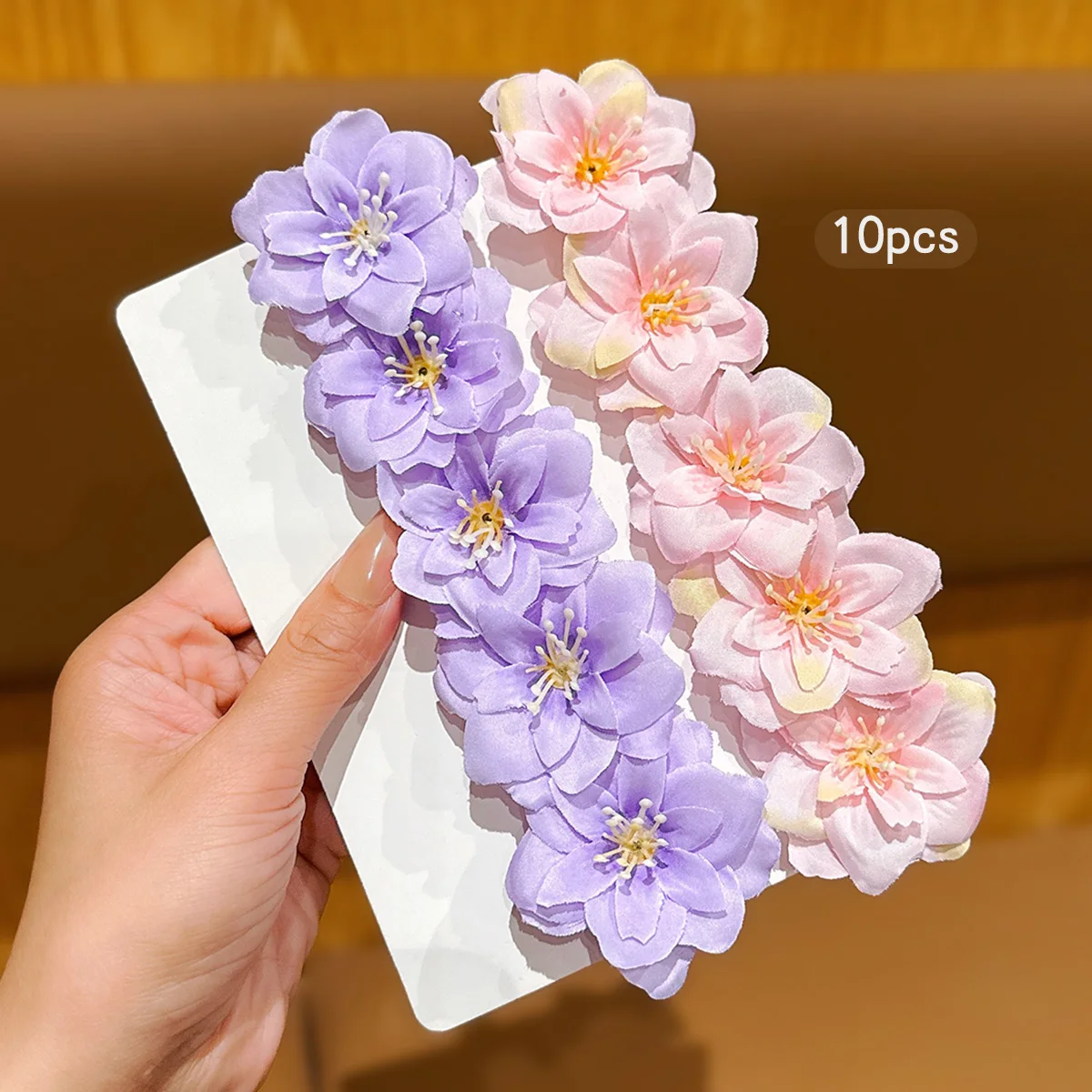 10 Pink Purple Sweet Flower Hair Clips for Daily Use Hair Accessories