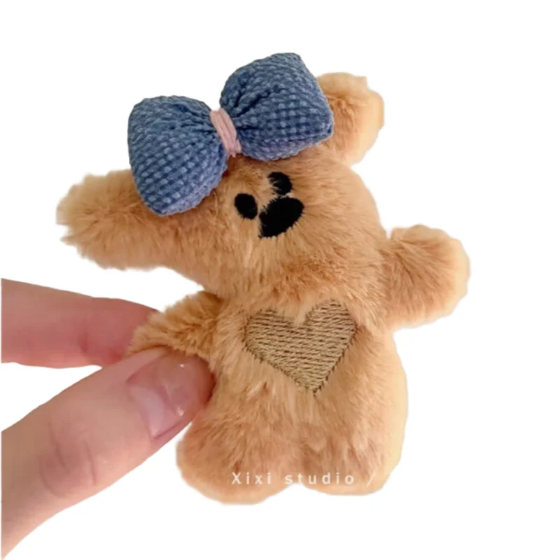 New Plush Bear Hair Clip Side Claws Bowknot Bear Barrettes Headdress for Women Cute Coffee Hairpin Bobby Pins for Broken Hair
