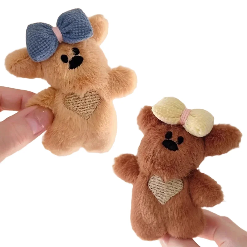 New Plush Bear Hair Clip Side Claws Bowknot Bear Barrettes Headdress for Women Cute Coffee Hairpin Bobby Pins for Broken Hair