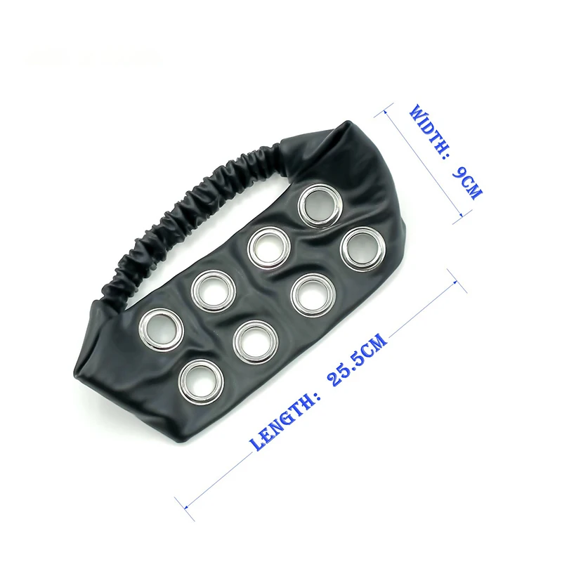 Punk Girls Fashion Hair Bands PU Leather Hollow Air Eye Metal Rivets Wide Elastic Headband Personalized Fashion Hair Accessories