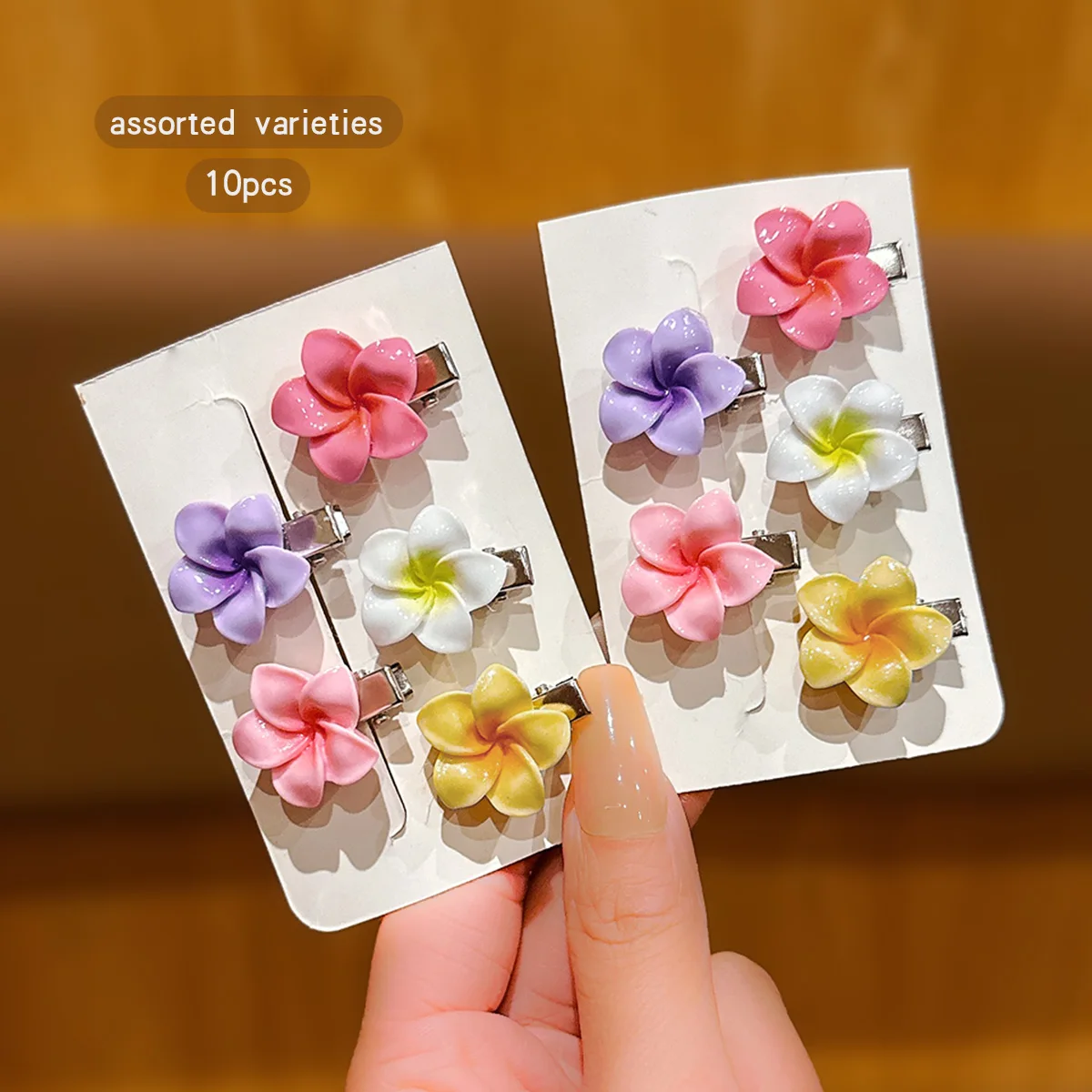 10 colorful random flower hair clips suitable for daily hair accessories