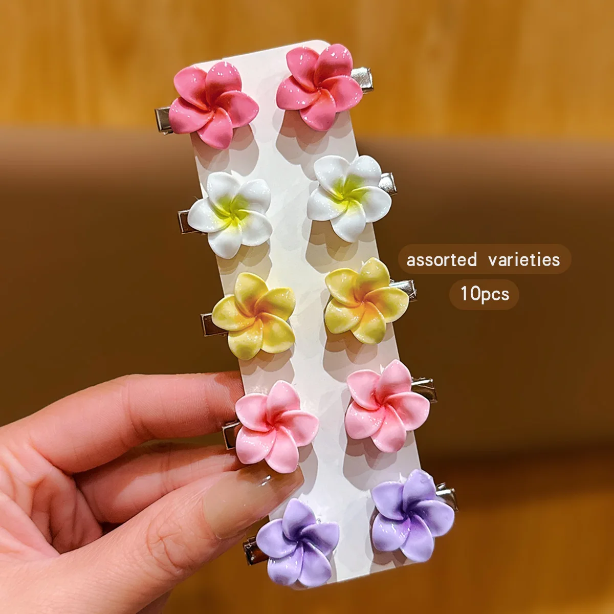 10 colorful random flower hair clips suitable for daily hair accessories