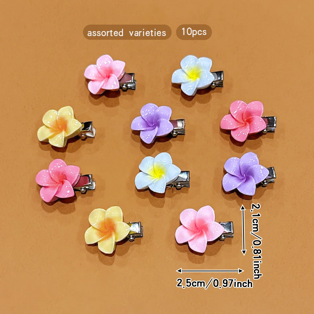 10 colorful random flower hair clips suitable for daily hair accessories