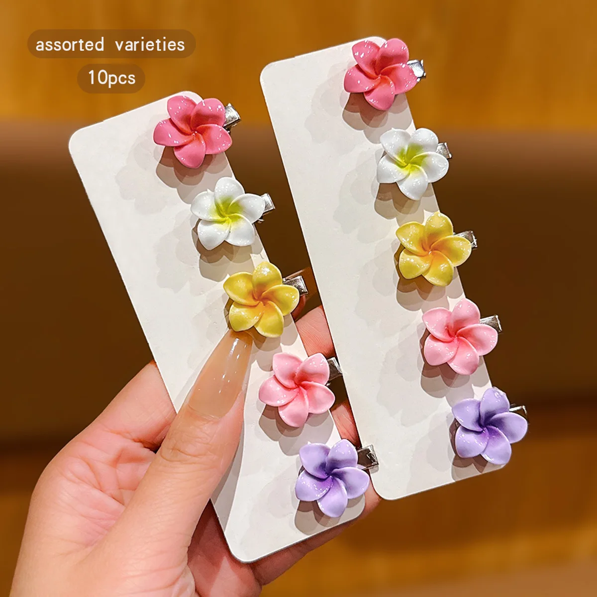 10 colorful random flower hair clips suitable for daily hair accessories