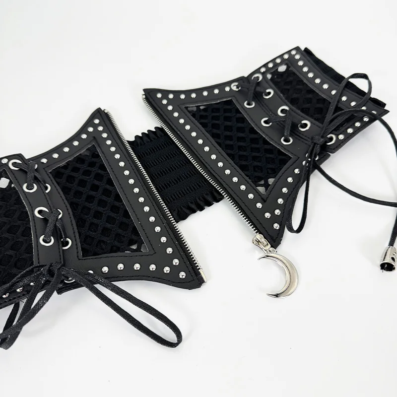 Wide Leopard Print Hollow Corset Belts For Women Black Belt Female Desiner Luxury Moon Punk Gothic Cummerbunds Y2K Waistband