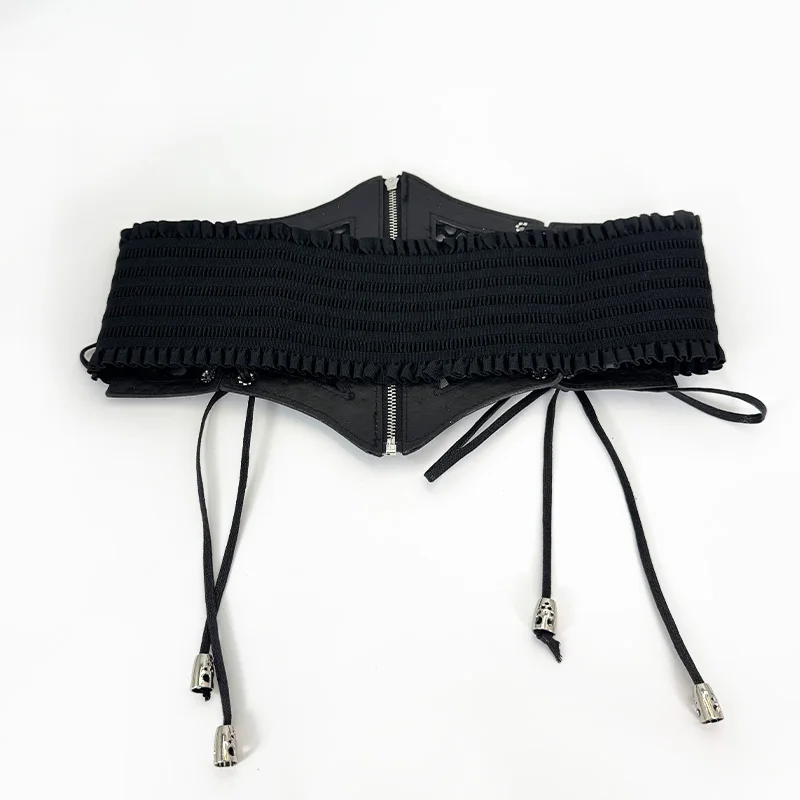 Wide Leopard Print Hollow Corset Belts For Women Black Belt Female Desiner Luxury Moon Punk Gothic Cummerbunds Y2K Waistband