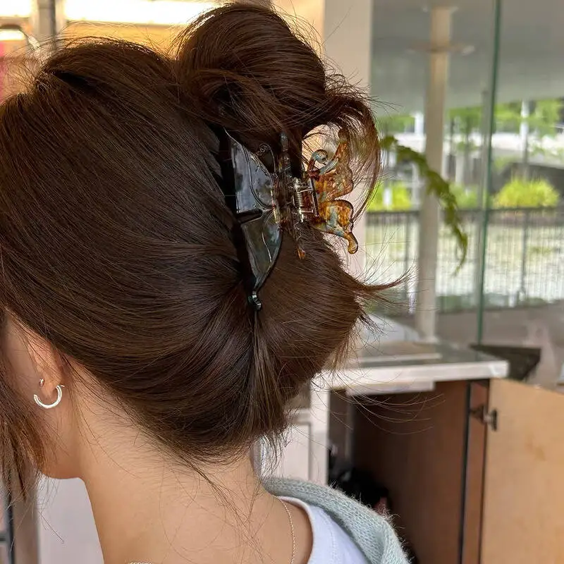 Exquisite Acetate Hair Claws Elegant Butterfly Shark Hair Clips Barrettes For Women Korean Design Hair Accessories Headwear Gift