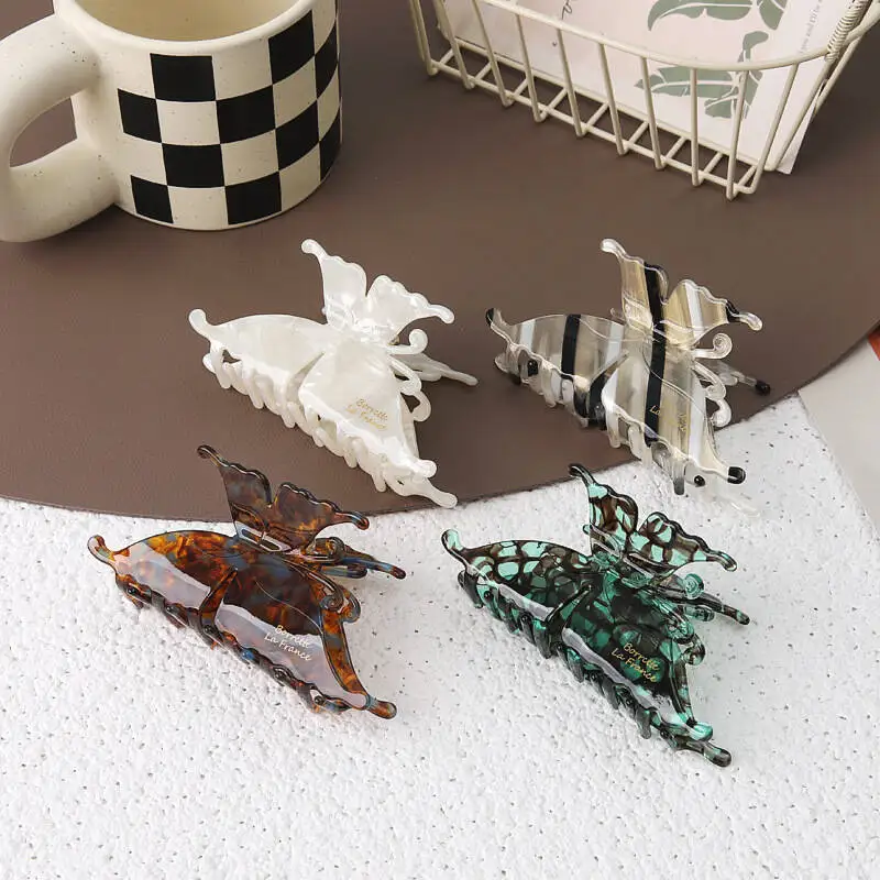 Exquisite Acetate Hair Claws Elegant Butterfly Shark Hair Clips Barrettes For Women Korean Design Hair Accessories Headwear Gift