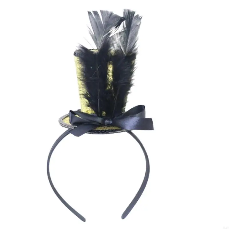 49MF Veil Top Hat Fascinators Hair Hoop Tea Hat for Girls Kids Vintage Pillbox Hat Tea Hat Fascinators Halloween