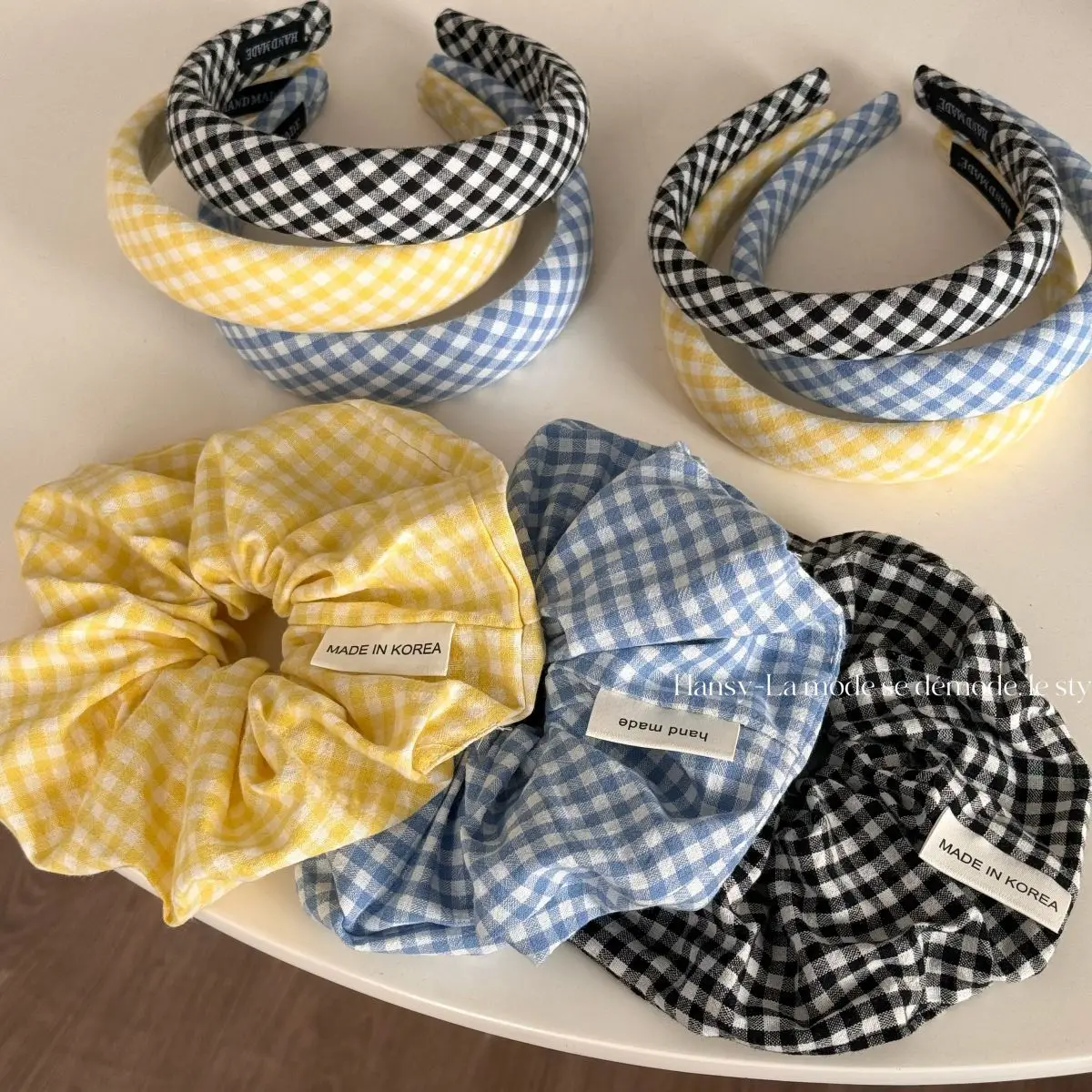 Sea Blue Polka Dot Scrunchies Fashion Gilrs Floral Plaid Large Intestine Hair Ties Ropes Women Sweet Versatile Rubber Bands
