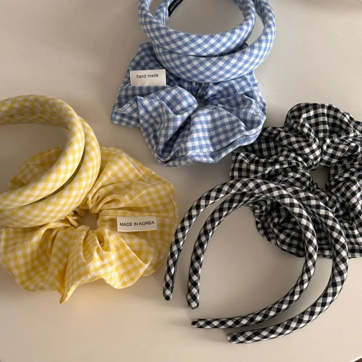 Sea Blue Polka Dot Scrunchies Fashion Gilrs Floral Plaid Large Intestine Hair Ties Ropes Women Sweet Versatile Rubber Bands