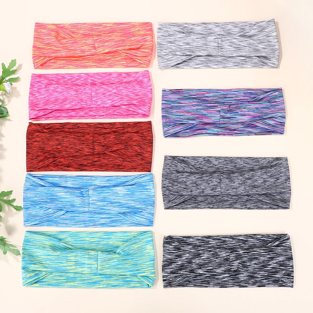 10Pcs Women Random Color Soft Elastic Hair Band Yoga Headband Sports Makeup Hair Hoop Vintag Headwrap Hair Accessories Wholesale