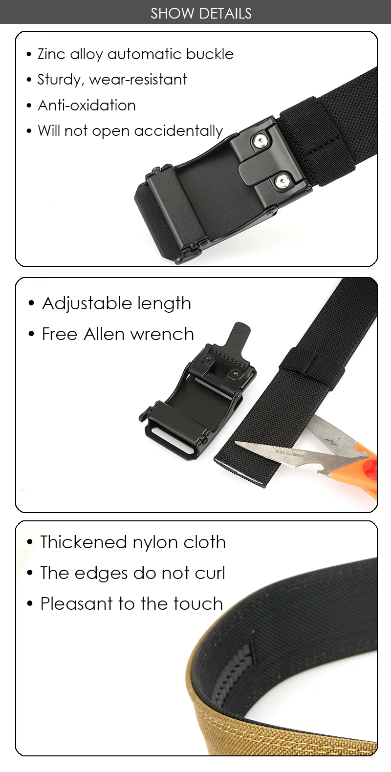 VATLTY 2025 Rigid Tactical Outdoor Belt for Men Zinc Alloy Automatic Buckle Jeans Belt Sturdy Nylon Men's Casual Belt Girdle