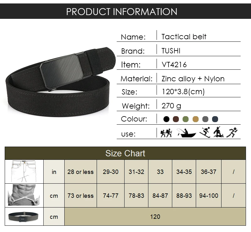 VATLTY 2025 Rigid Tactical Outdoor Belt for Men Zinc Alloy Automatic Buckle Jeans Belt Sturdy Nylon Men's Casual Belt Girdle