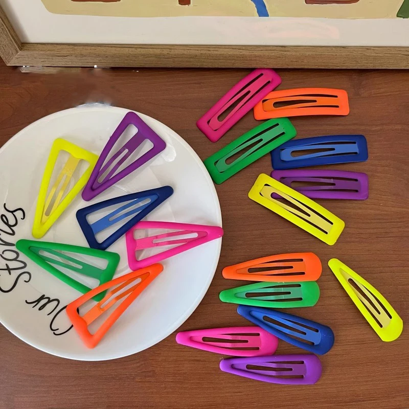 6pcs Neon Color Metal Hairpins Women Girls Geometric Big Size Hair Clips Spring Summer Bright Bobby Pins Barrettes Headwear