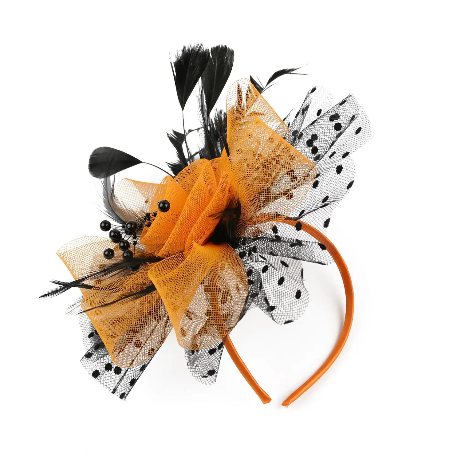 Cocktail Mesh Flower Feathers Hair Clip Fascinator Hat for Women Tea Party Headband Hair Accessories