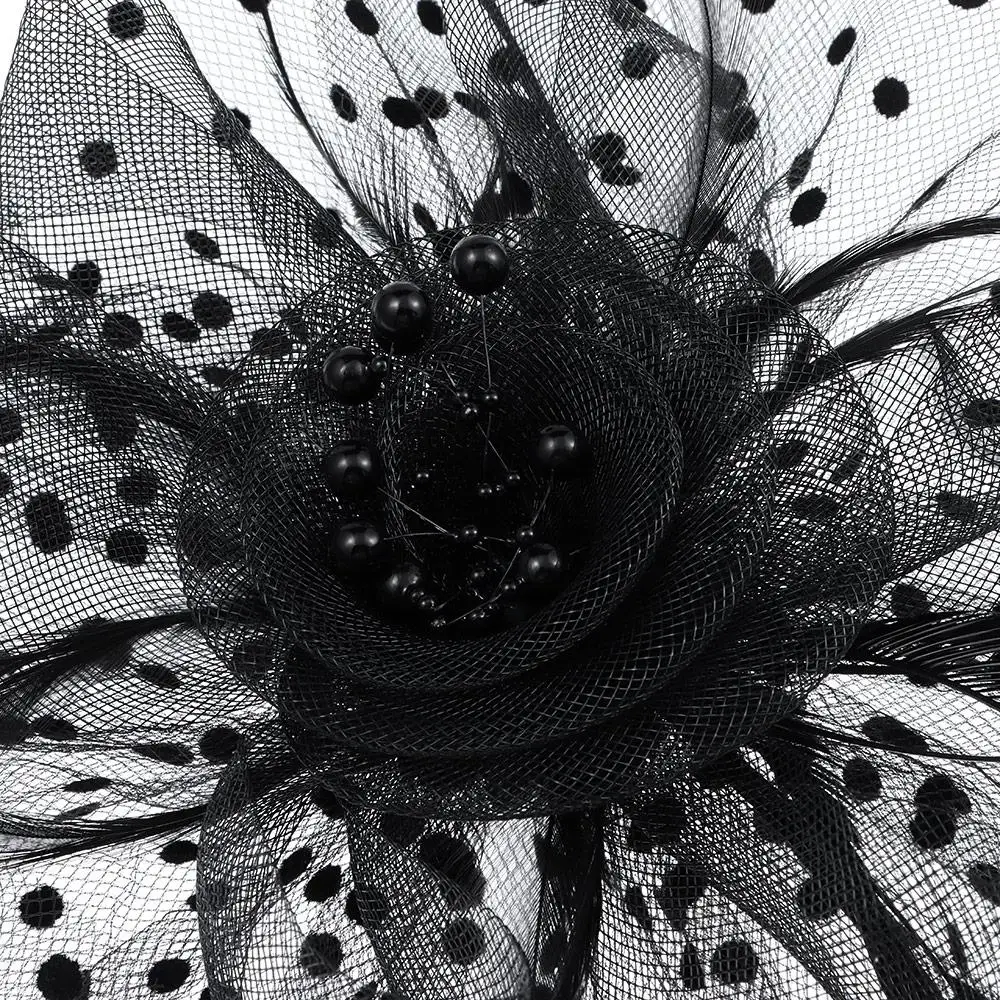 Cocktail Mesh Flower Feathers Hair Clip Fascinator Hat for Women Tea Party Headband Hair Accessories