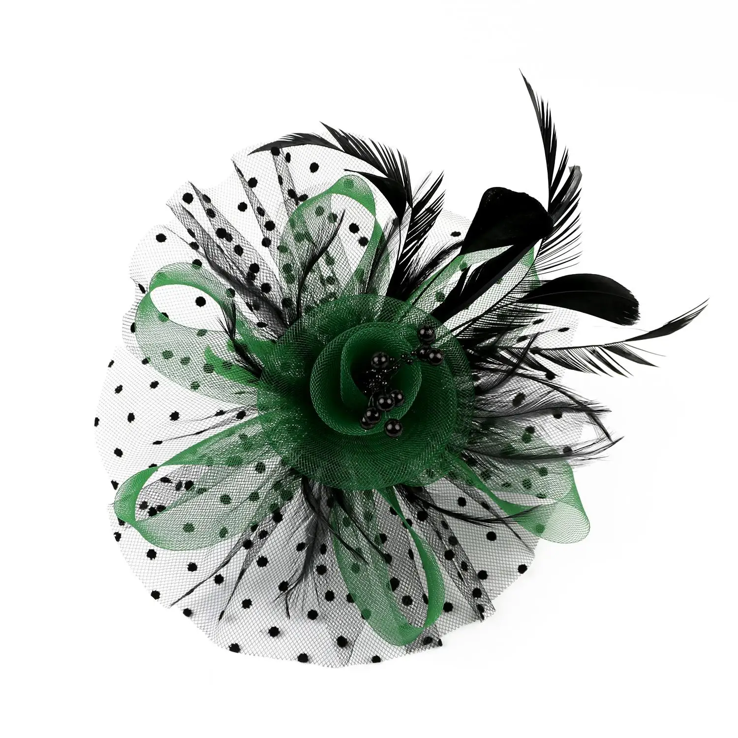 Cocktail Mesh Flower Feathers Hair Clip Fascinator Hat for Women Tea Party Headband Hair Accessories