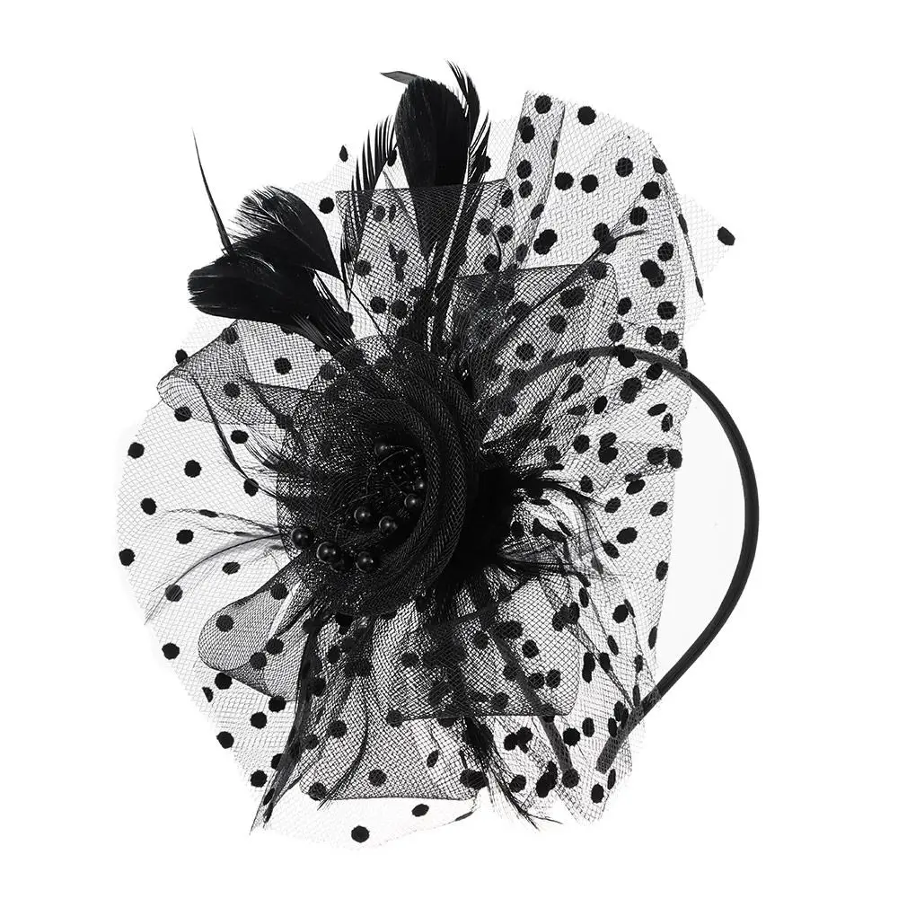 Cocktail Mesh Flower Feathers Hair Clip Fascinator Hat for Women Tea Party Headband Hair Accessories