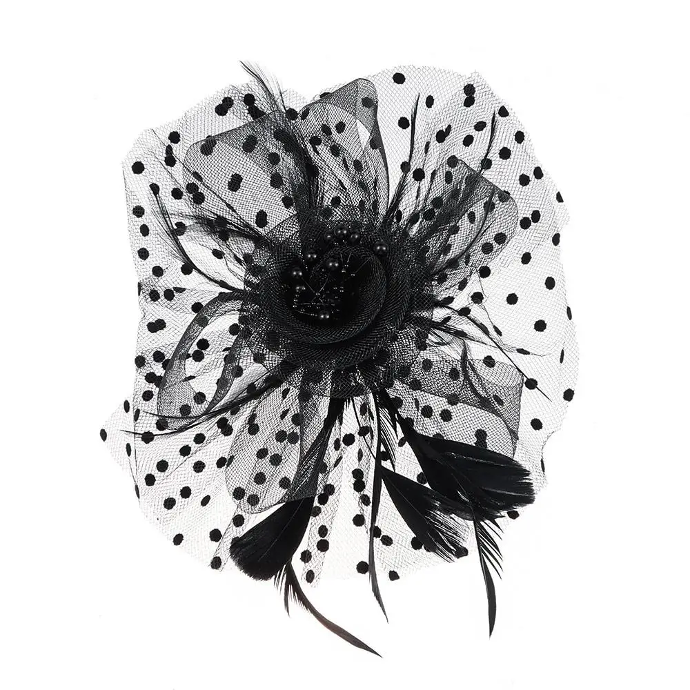Cocktail Mesh Flower Feathers Hair Clip Fascinator Hat for Women Tea Party Headband Hair Accessories
