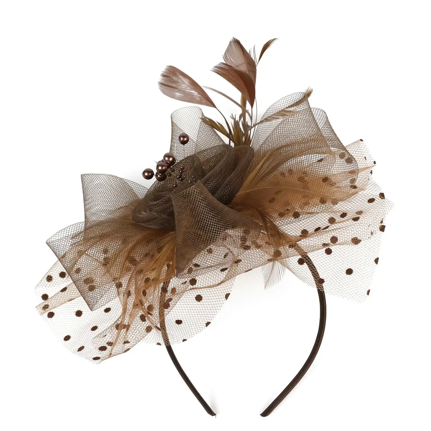 Cocktail Mesh Flower Feathers Hair Clip Fascinator Hat for Women Tea Party Headband Hair Accessories