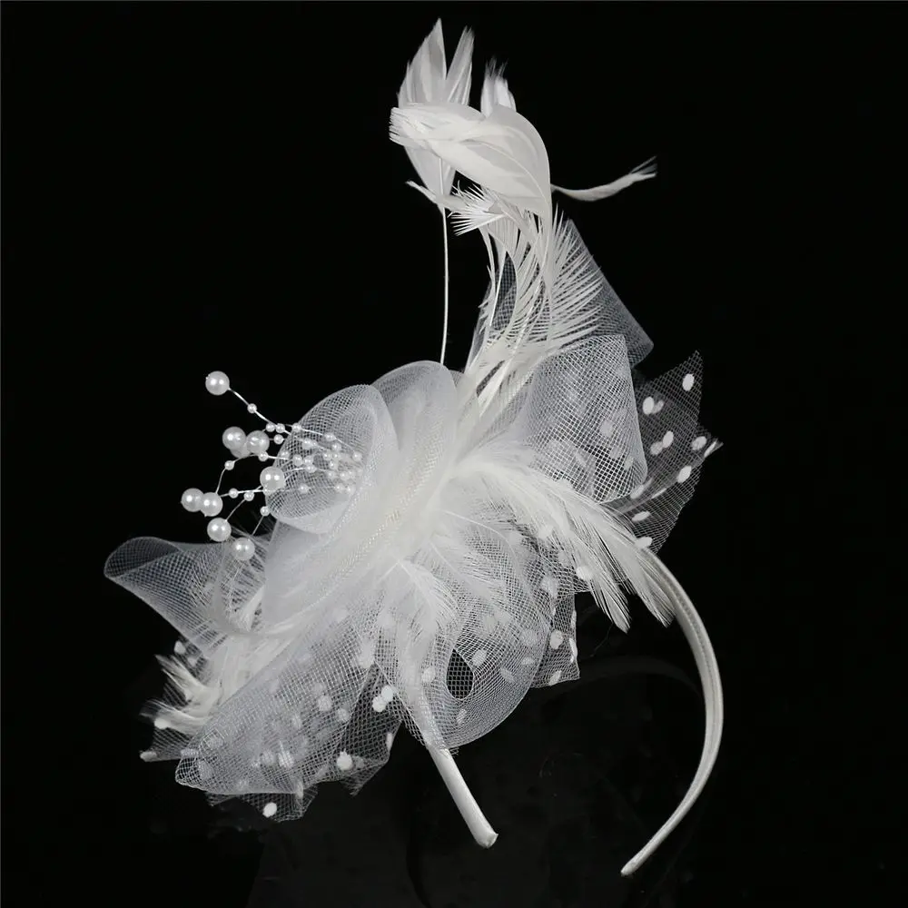 Cocktail Mesh Flower Feathers Hair Clip Fascinator Hat for Women Tea Party Headband Hair Accessories