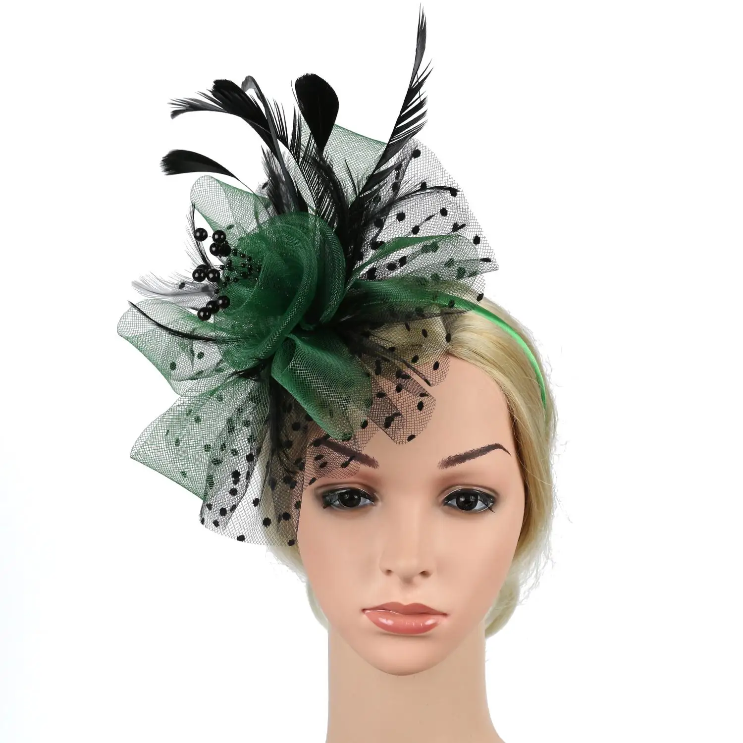 Cocktail Mesh Flower Feathers Hair Clip Fascinator Hat for Women Tea Party Headband Hair Accessories