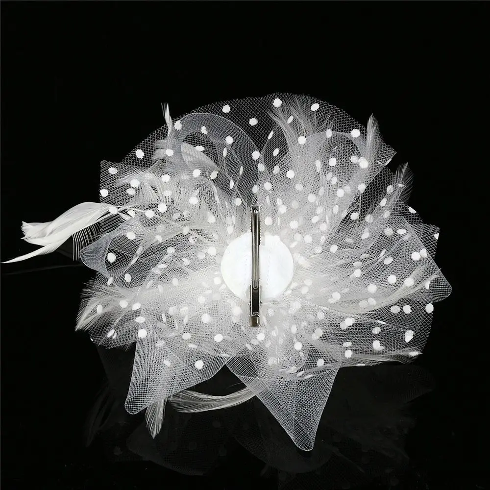 Cocktail Mesh Flower Feathers Hair Clip Fascinator Hat for Women Tea Party Headband Hair Accessories