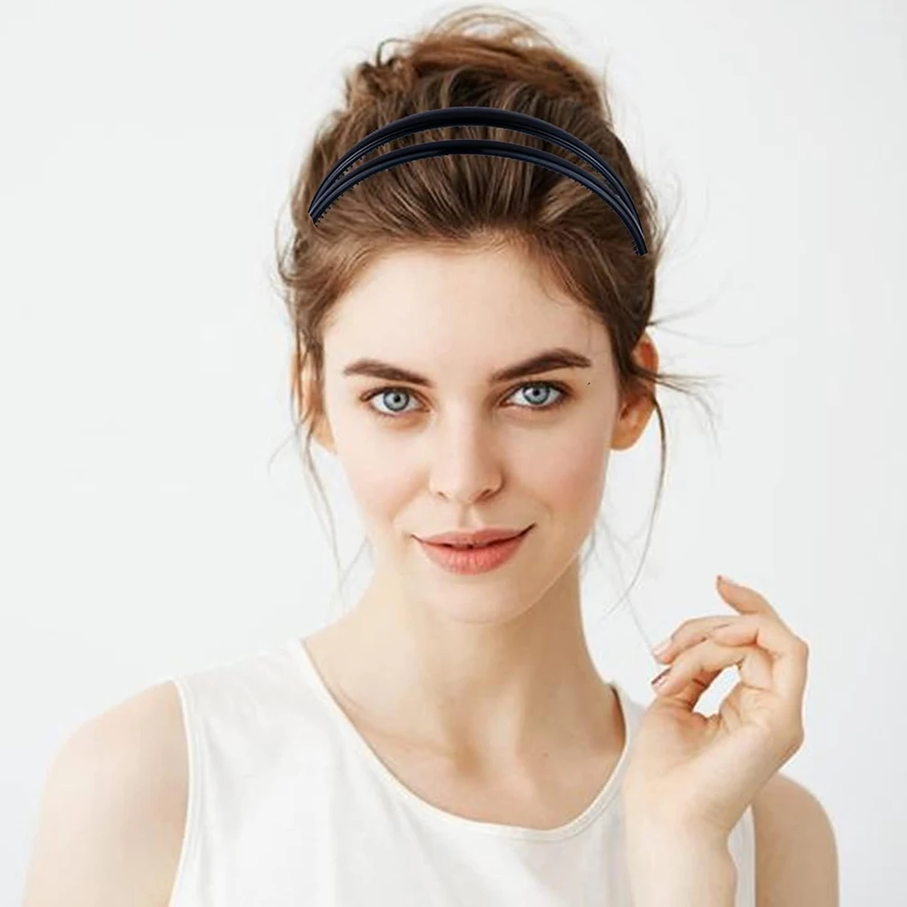 Plastic Headband Double Row Teeth Comb Hair Band Simple and Chic Hair Hoop Non-Slip Hair Accessory for Women Girls Daily Dating