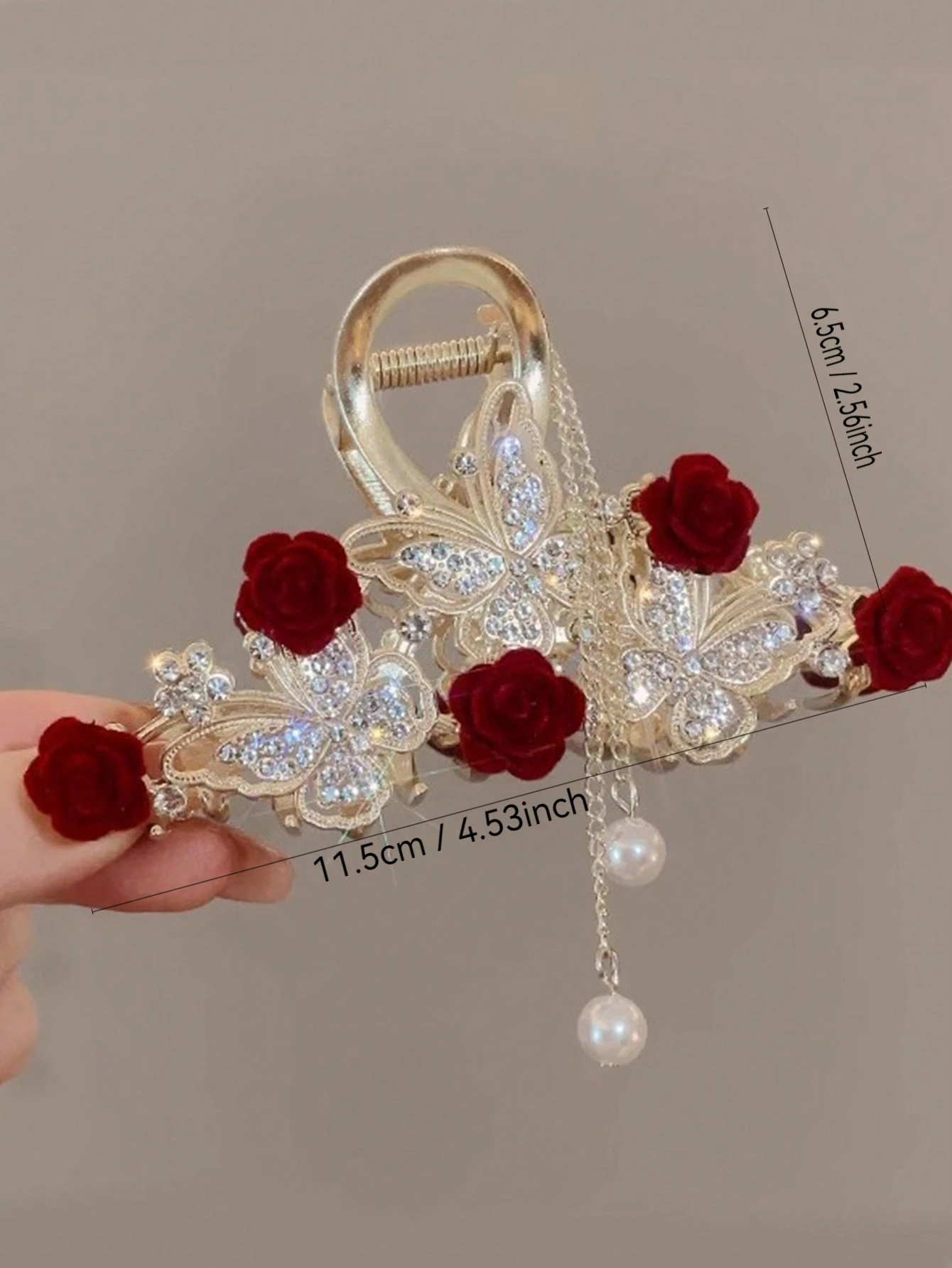 1 Pcs Fashion Exquisite Crystal Butterfly Rose Flower Artificial Pearl Tassel Hair Claws For Women Girls Party Hair Accessories