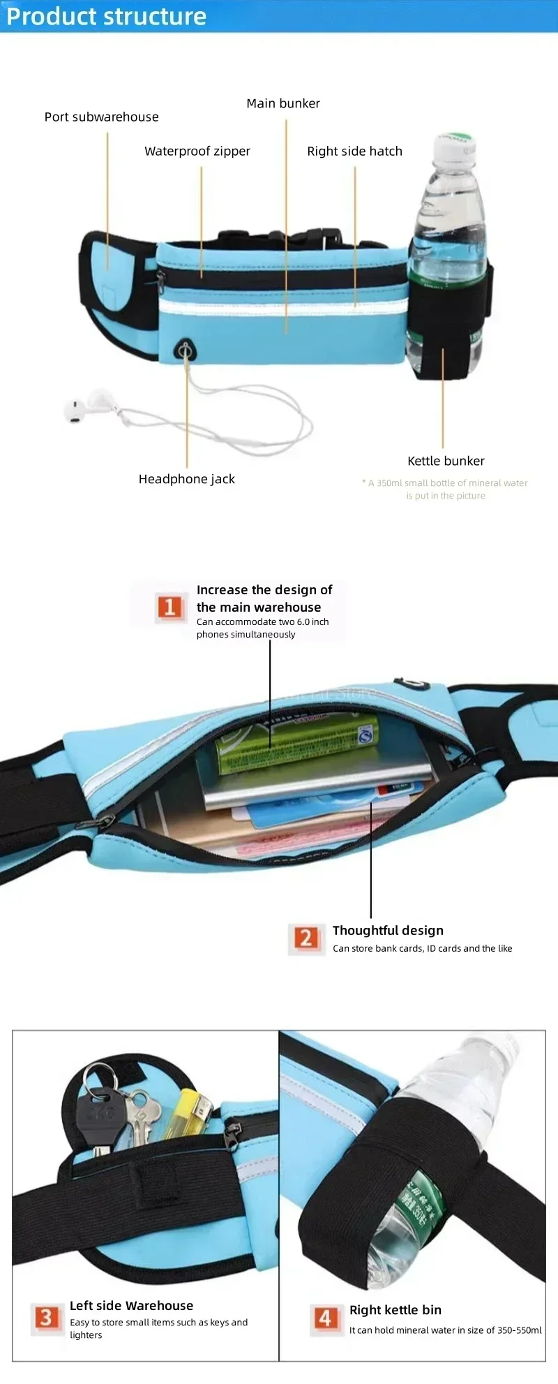 1pc Running Bag Women Waist bag Belt bag Men Sports Fanny Pack Mobile Phone Bag Gym Running Cell Phone Jogging Run Cycling Bag