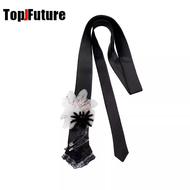 ”Scarlet Spider“ Halloween Women Men Steampunk Pre-Tied Tie Punk Y2K Girl Couple Gothic Lazy Versatile JK Tie Adjustable Dark