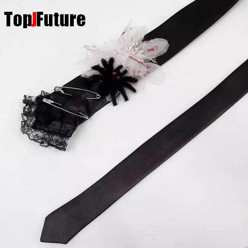 ”Scarlet Spider“ Halloween Women Men Steampunk Pre-Tied Tie Punk Y2K Girl Couple Gothic Lazy Versatile JK Tie Adjustable Dark