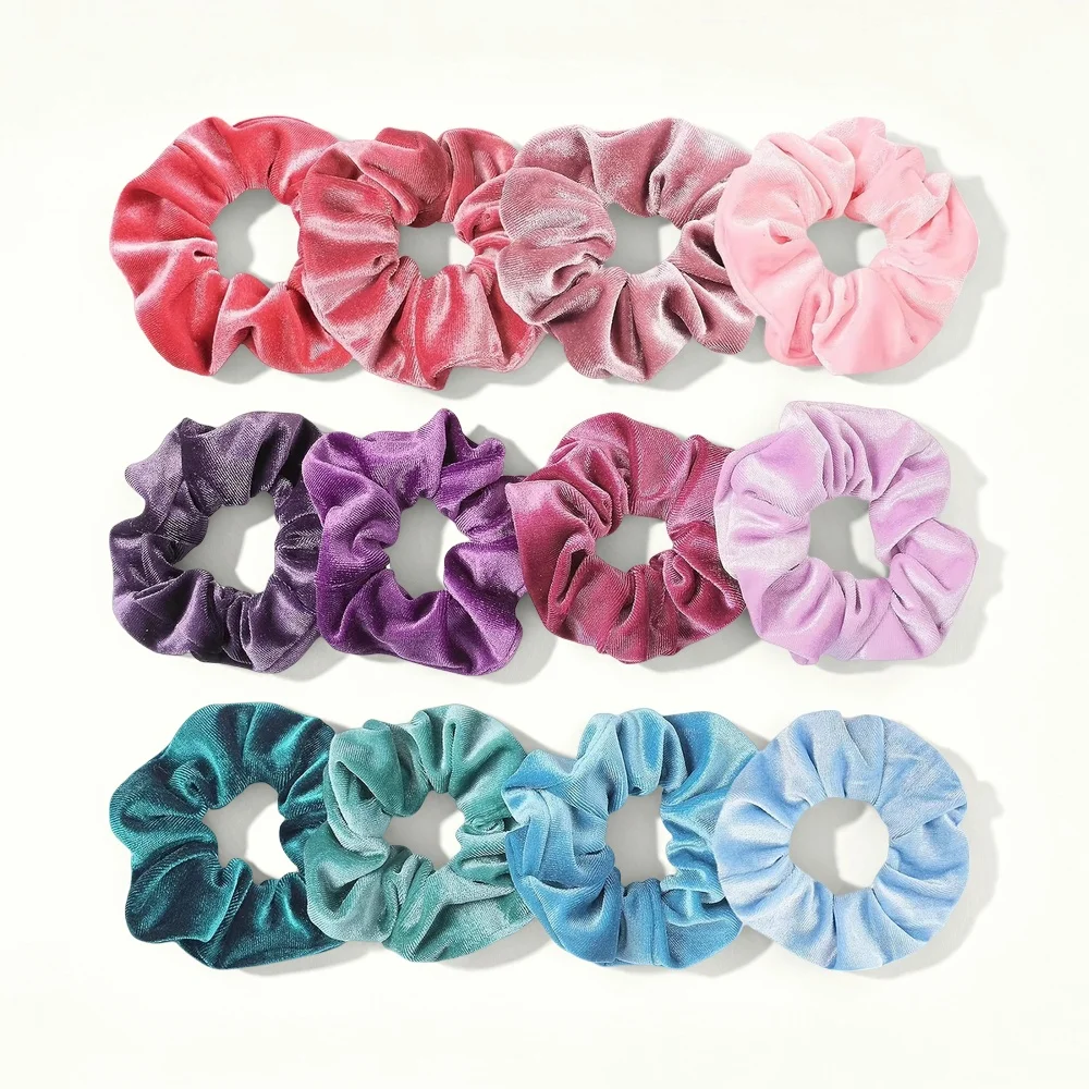 12 Pack Velvet Hair Scrunchies Scrunchy Hair Ties Elastic Hair Bands Ropes Scrunchie for Women or Girls Hair Accessories