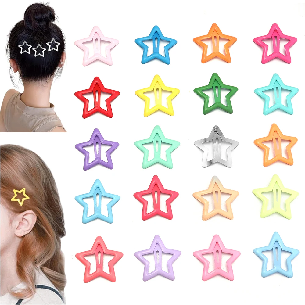 50pcs Colorful Star BB Hair Clips Girls Y2K Cute Star Barrettes Women Simple Metal Snap Clip Headdress Hair Jewelry Accessories