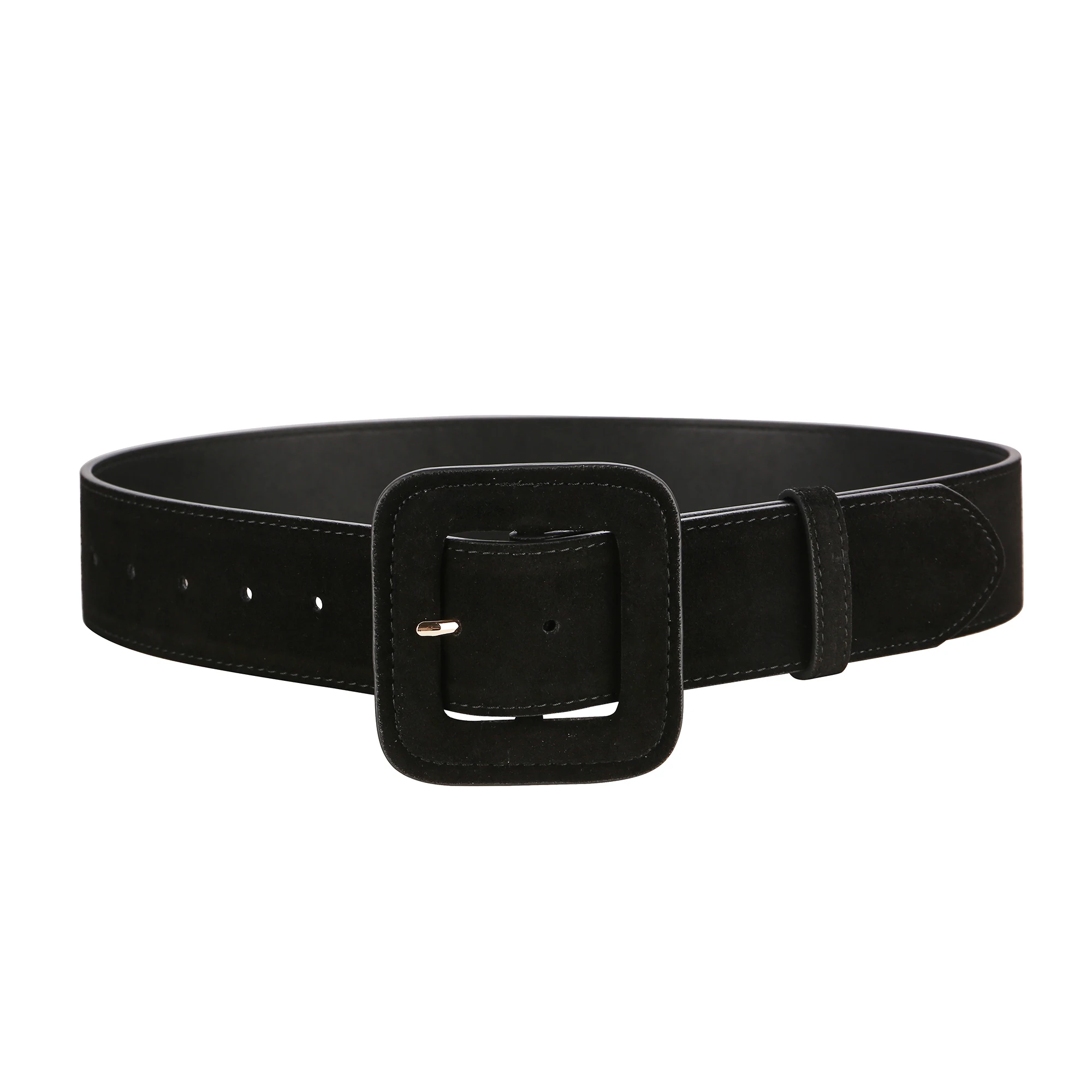 Fashion Women's Suede Belt Wide High Waist Belt Vintage Chunky Buckle Leather Belts Decoration for Dress Coats